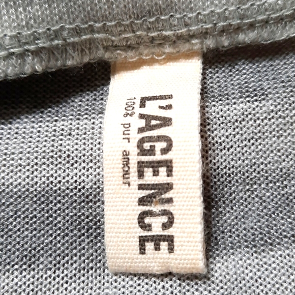 L'AGENCE Lace-Up Front Top Long Sleeve Striped Henley Shirt Super Soft Sz S - Picture 2 of 7